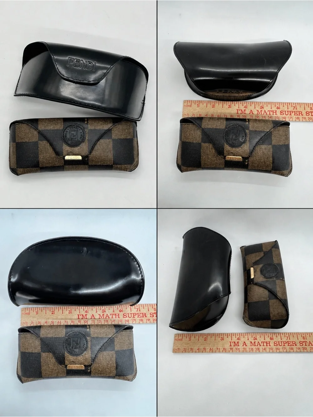 Fendi Eyewear Cases Lot Black FF Monogram & Brown Checkered Sunglasses Cases